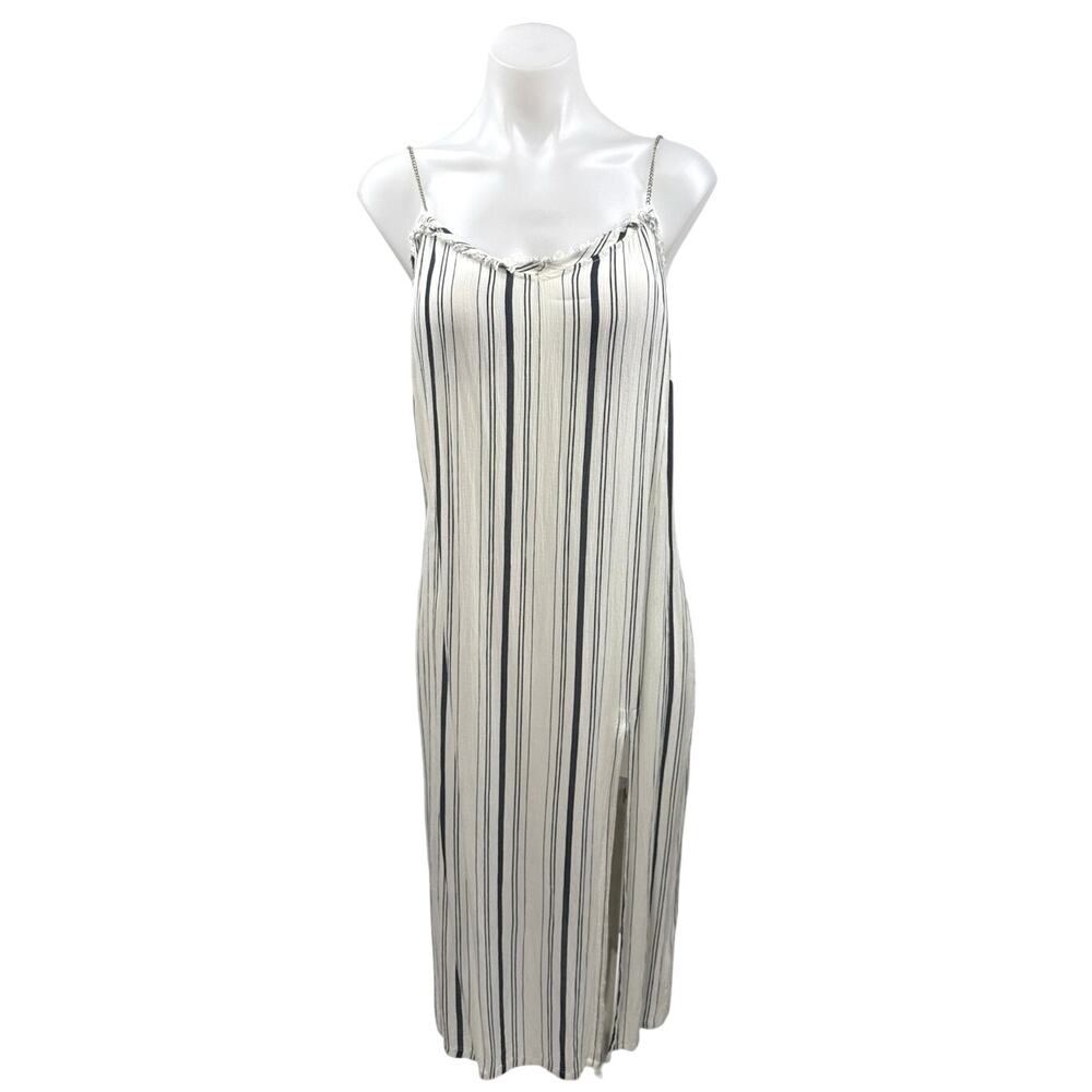 Muche Et Muchette White Stripe Chain Strap Cami Camisole Midi Shift Tank Dress S